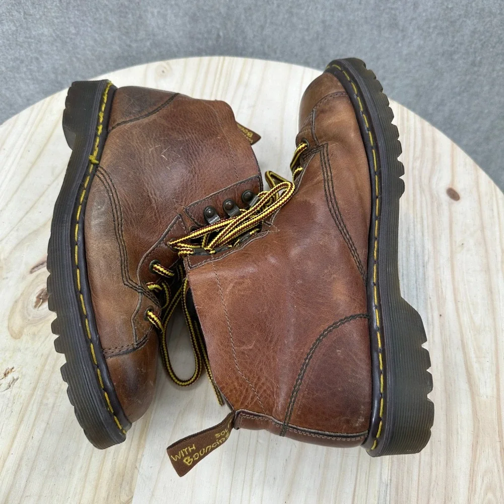 VTG Dr. Martens Monkey Boots Mens 9 England Brown Leather Lace Up Low Profile